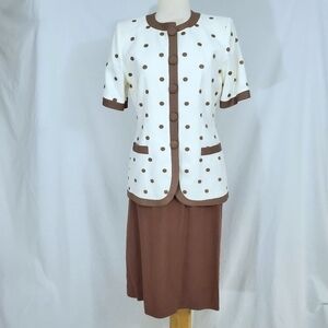 Vintage White & Brown Polkadot Blazer